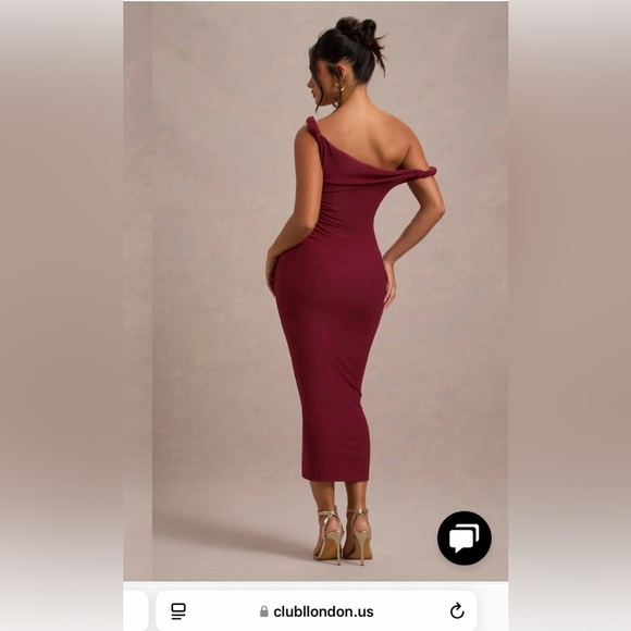 SALOME
BERRY TWISTED ASYMMETRIC MIDI DRESS - Picture 3 of 4